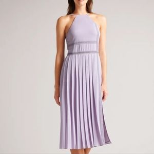 Ted Baker Camylie Lace Insert Asymmetric Pleat Midi Dress